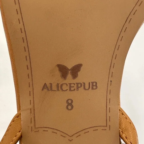 Alicepub HX2301CP Braided Block Heel Sandals Womens 8 Tan Ankle Strap Minimalist - Picture 9 of 9